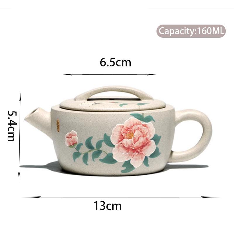 

Chinese Yixing Purple Clay Teapot Handmade Peony Flowers Tea Pot Household Raw Ore White Duan Mud Kettle Zisha Tea Set 160ml