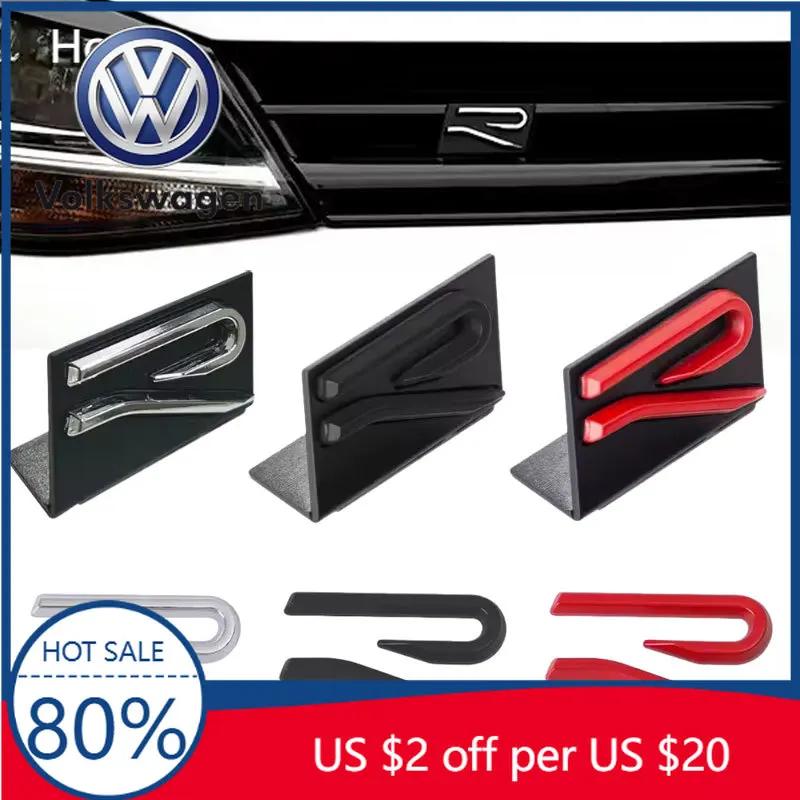 RUNTB1 For VW Volkswagen Jetta MK5 Golf 3D Metal Logo R Emblem Car Front Grill Badge Rear Trunk Sticker For Volkswagen VW Polo MK8 Pass