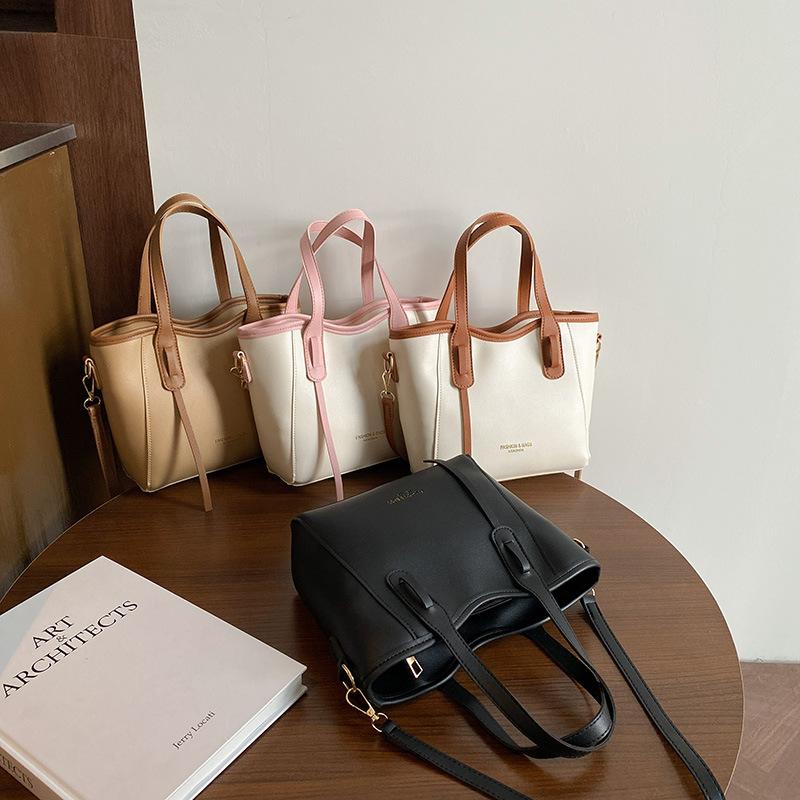 2025 Commuter Foreign Style Women's Handbag Texture New Fashion Contrasting Colors Versatile Commuter Tote Bag Large Capacity Tide