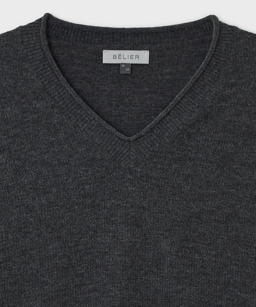 Bellie City V-Neck Sweater - Charcoal Gray