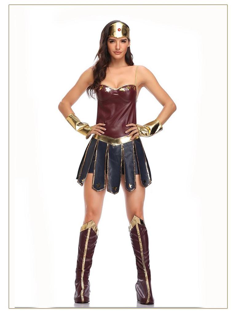 Hero Wonder Woman Leather Adult Role-Playing Costume for Halloween