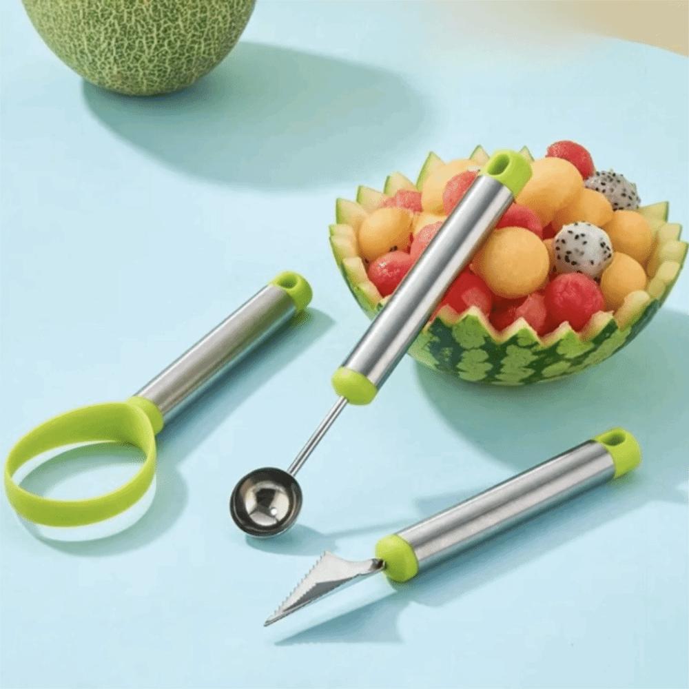 4PCS/SET Comfortable Grip Fruit Carving Tool Kit Rust-proof Watermelon Ball Scoop Chef