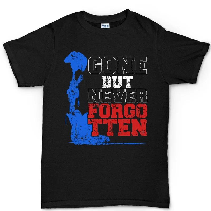 Black Unisexs Cotton TShirt Patriot Memorial Style Gone But Never Forgotten Muscle Fit Casual S