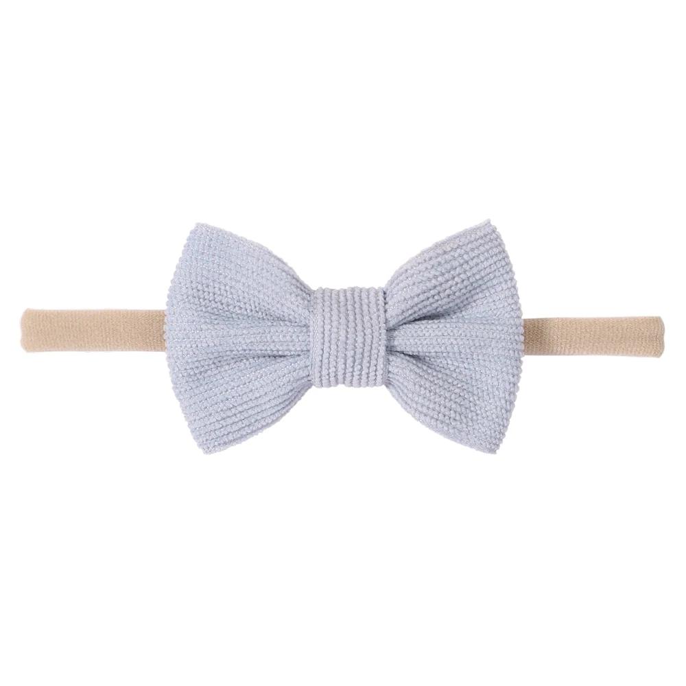 Solid Color Kids Bows Headband for Baby Girl Cute Handmade Knitted Bowknot Children Hair Ties Headwear Hair Accessory