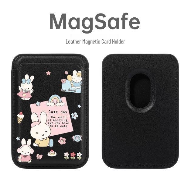 Miffy Rabbit Magnetic Leather Card Holder MAGsafe Apple Phone Case