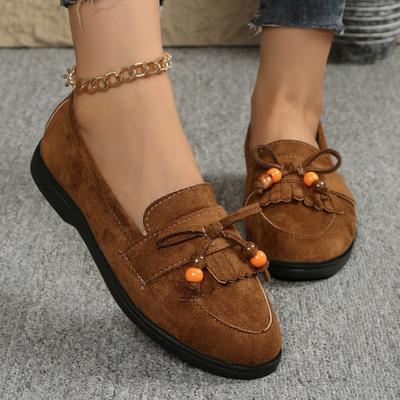 Boken Schuhe 22 Herbst Neu Weichsohle Wildleder Perlen Fransen Einzelne Schuhe