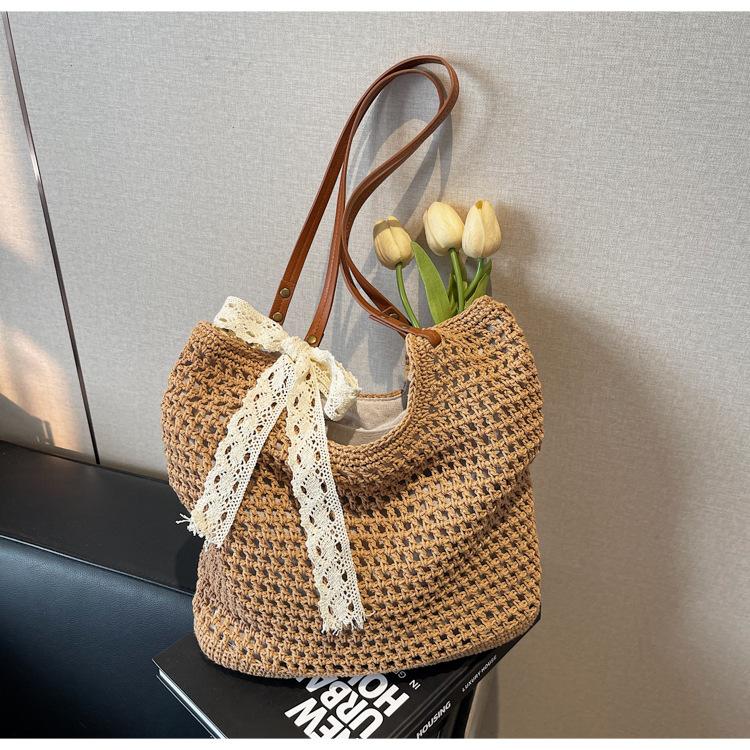 

Woven bag new bag female tote bag vacation seaside travel tote bag small photo beach straw bag хаки
