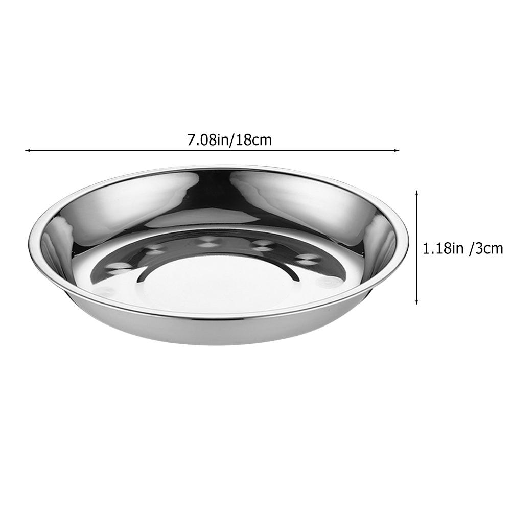 8 Pcs Stainless Steel Round 15cm Food Serving Tray Barbecue Plate Snack Dish Dinnerware Set Round Dinner Plate Stainless Steel