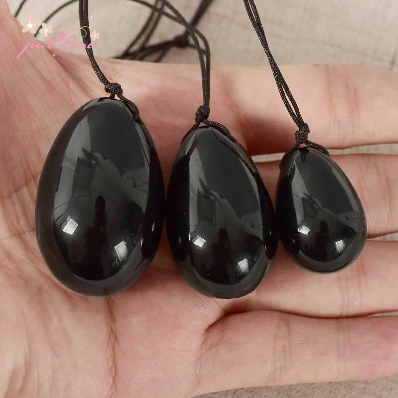 3 / Set Natural Black Obsidian Yoni Egg Kegel Exercise Massage Balls Kegel Exercisers
