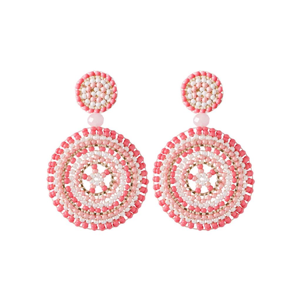Handmade Retro Ethnic Sunflower Rice Bead Earrings In Dopamine Colors
