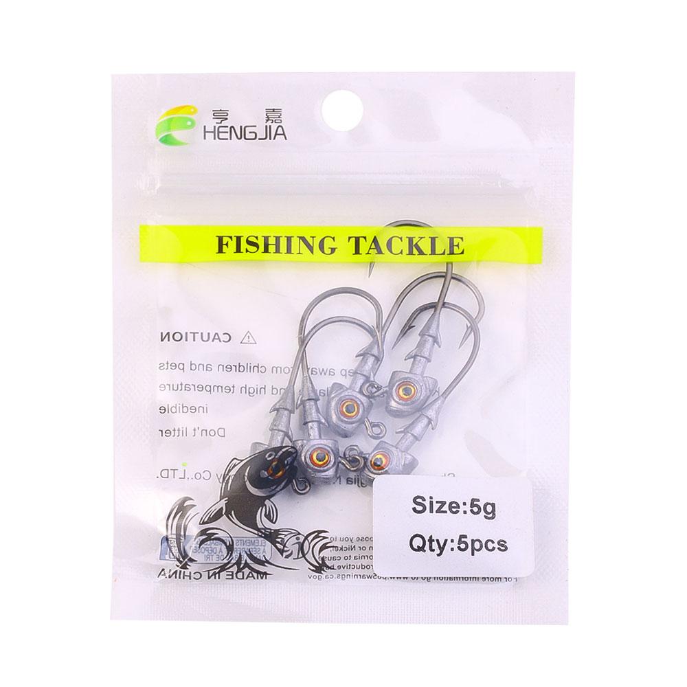 5PCS/Big Eyes High Strength Jig Head for Worm Lure Swimbait Hook For Seawater Freshwater Fishhook Fishing Tackle