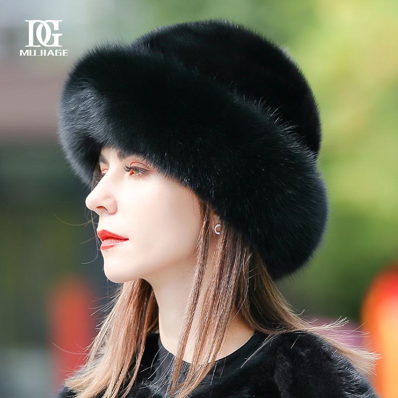 Chapeau de fourrure femme hiver version coréenne de fourrure de vison chaude mode vison Joker hiver fourrure de renard chapeau de pêcheur de neige.