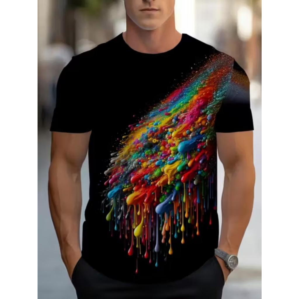 New Summer Men's Fashion T-shirt Personality Simple Pattern Printed Men's T-shirt Top