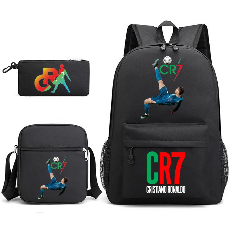 Mochila escolar de gran capacidad con correa para el hombro; set de tres piezas para estuche de lápices de estudiante