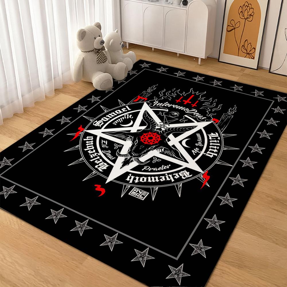 Dark Occult Pentagram Ritual Theme Indoor Rug Allseason Carpet For Bedroom Study Home Decor Halloween Gift