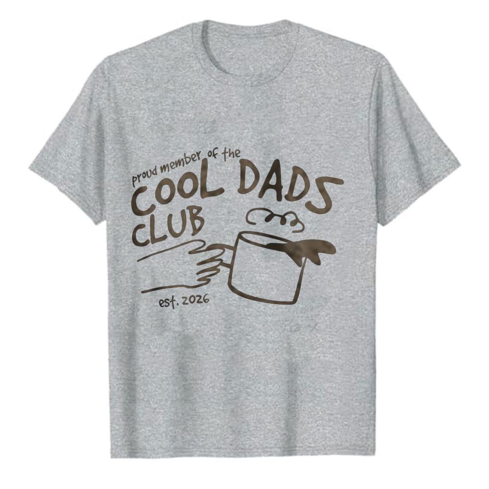 Hand Drawn Coffee Mug Cool Dads Club Sketch Cotton T Shirt Print Fathers Day Gift Tee Casual Papa Daddy Daily Life Family Tops