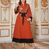 In Stock Plus Size Elegant Embroidered Long Sleeve Autumn Dress