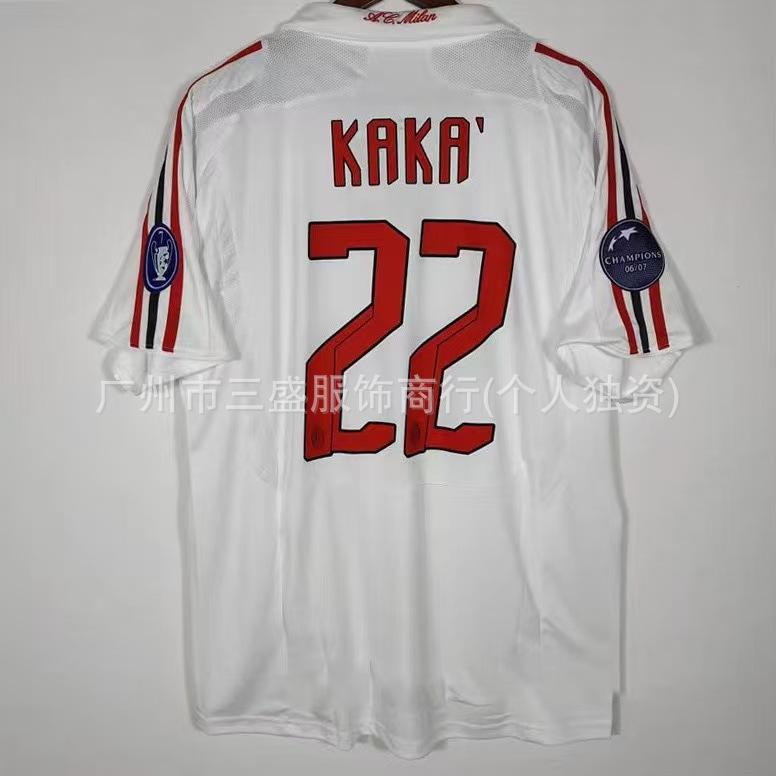 Wholesale sports outdoor retro series AC Milan jersey No. 22 Kaka No. 80 Ronaldinho same football jersey short sleeves