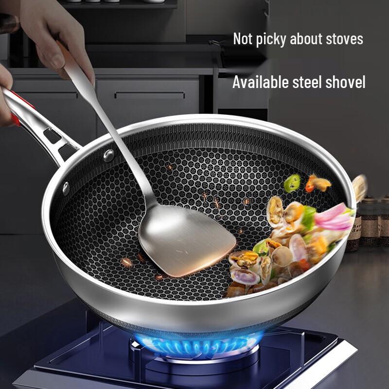 Kangbahu 28cm 316L Stainless Steel Non-Stick Wok