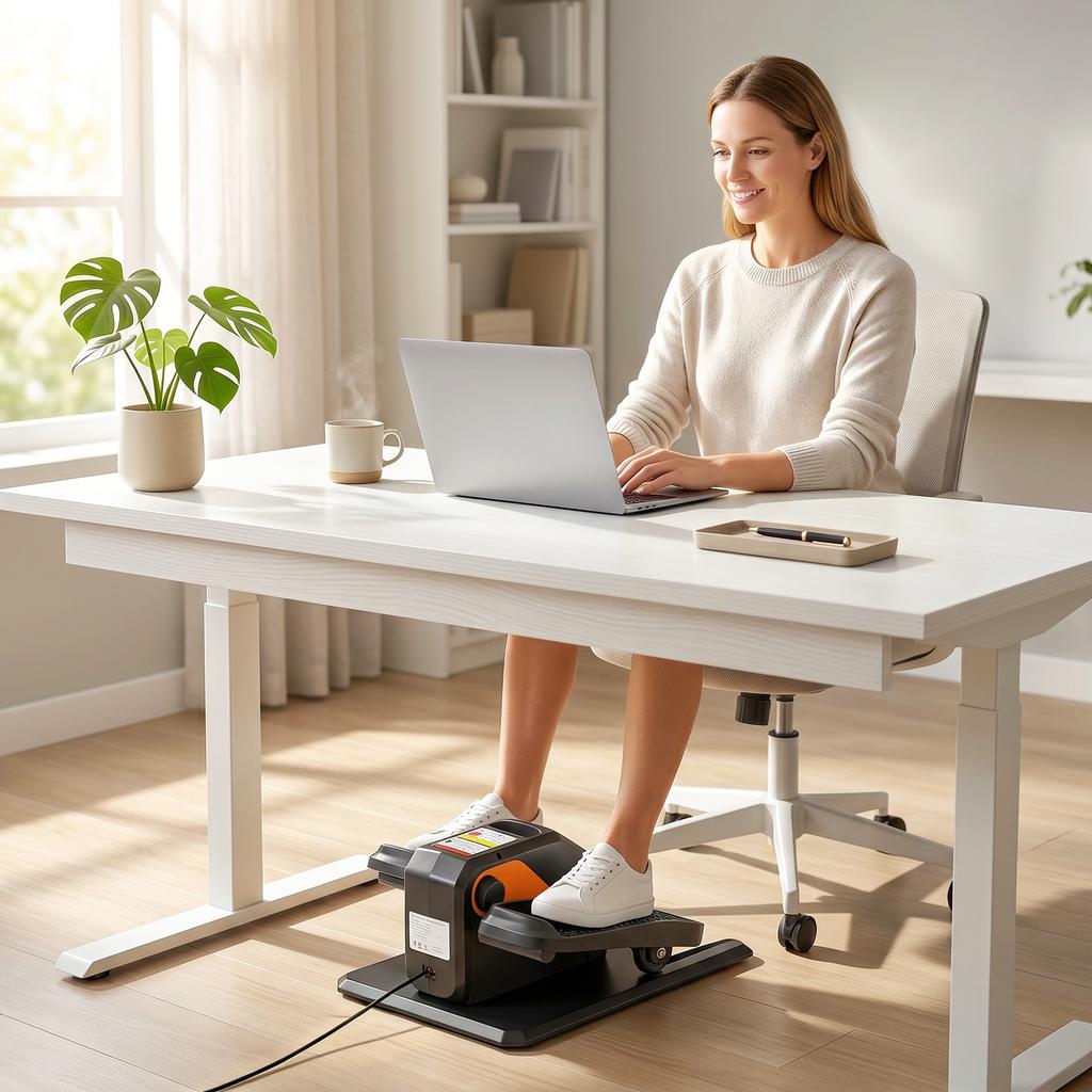 Elliptisk maskin för under skrivbordet för hemmet, Elektrisk elliptisk maskin med 12 justerbara hastigheter, LED-monitor