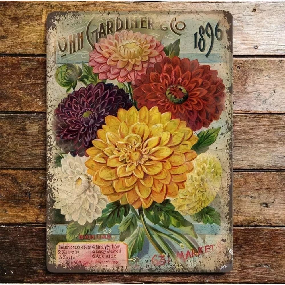 Vintage Metal Tin Sign Bird Feeding Chicks on Flowers Florist Decor For Living Room 20x30cm