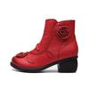 Autumn Winter Flower Women Boots Side Zipper Thick Heel Boots Shoes Woman Ankle Martin Boots