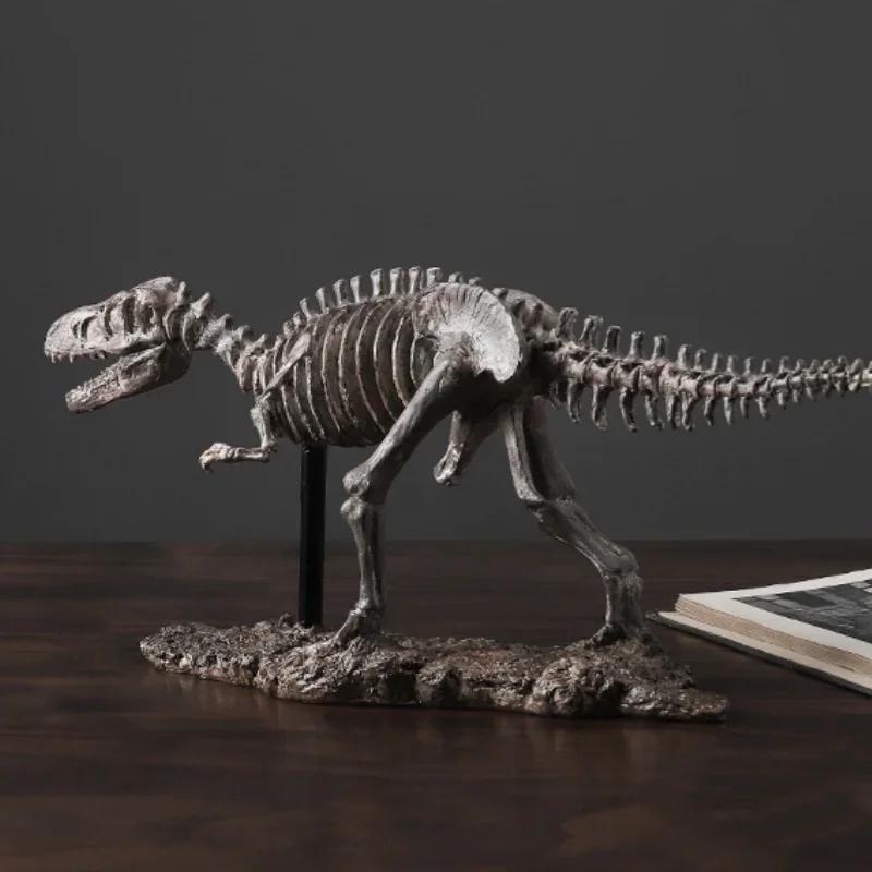 Aesthetic T-Rex Bones Figure Resin Tyrannosaurus Rex Fossil Statue Skeleton Dinosaur Sculpture Livingroom Decoration Accessories