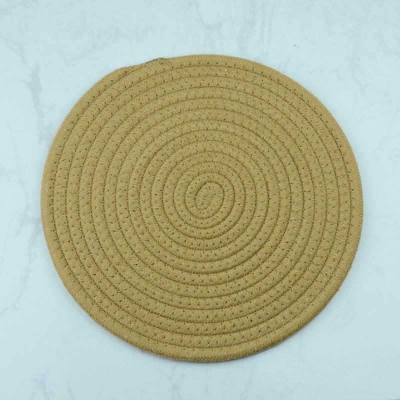 Nordic Insulated Round Cotton Woven Placemat and Coaster Set - Heat Resistant Dining Table Pad.