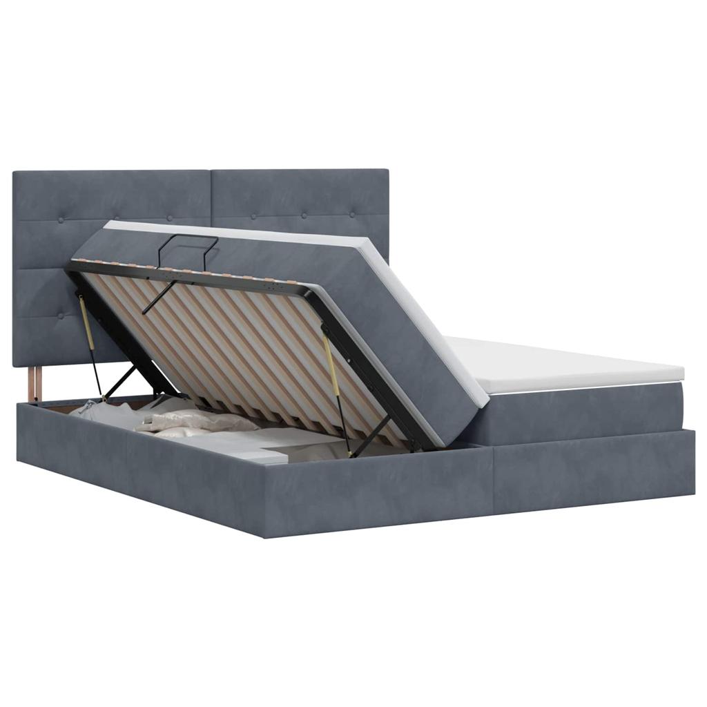 Storage Bed with Headboard Dark Grey 180 x 200 cm Velvet