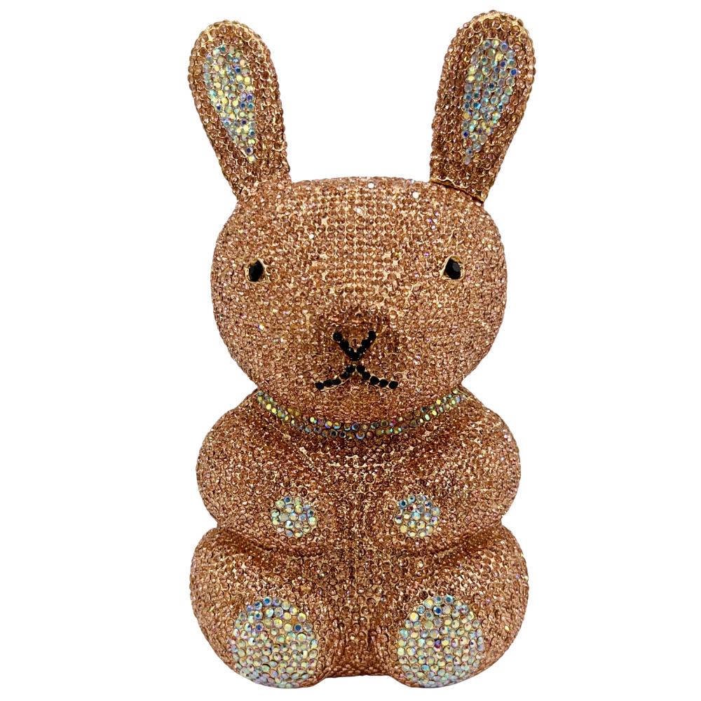 Rhinestone Rabbit Evening Clutch - Elegant Crystal Bag for Parties & Banquets