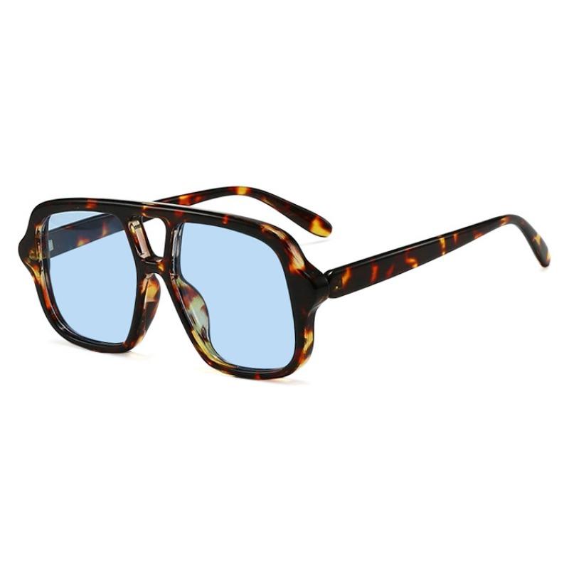 Vintage Classic Designer Double Bridge Square Sunglasses UV400 Big Frame Shades for Women Men Luxury Brand