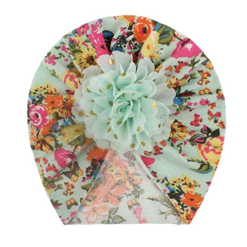 New hot gold flower children's hat, cute printed baby pullover hat, thin comfortable baby fetal hat