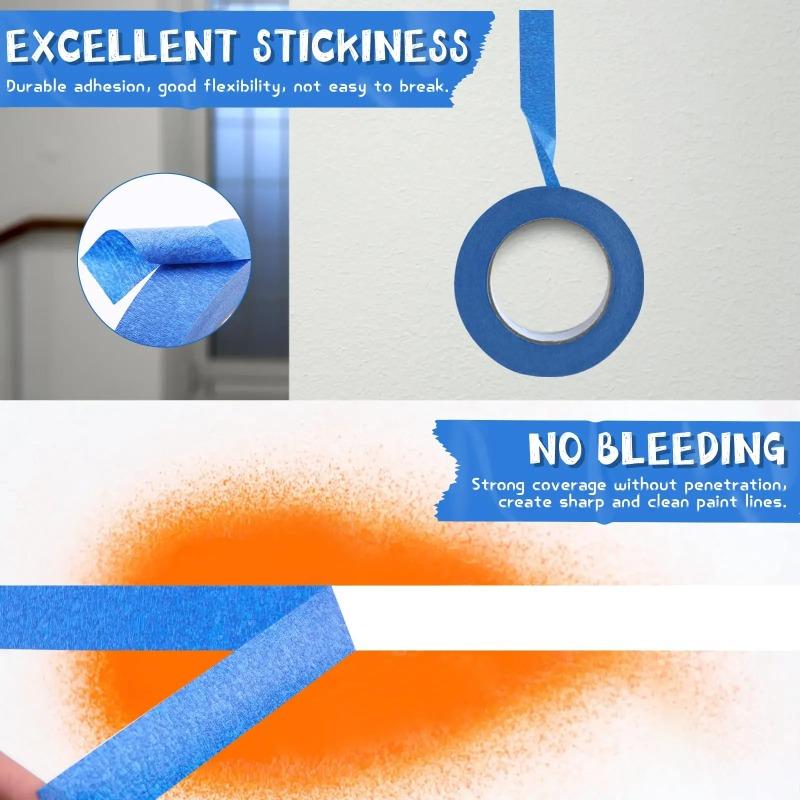 ZEXEF 1-10 Rolls Masking Tape for Painting Blue Automotive Paint Supplies Automotive Artists Masking Bulk Car Supplies Adhesive
