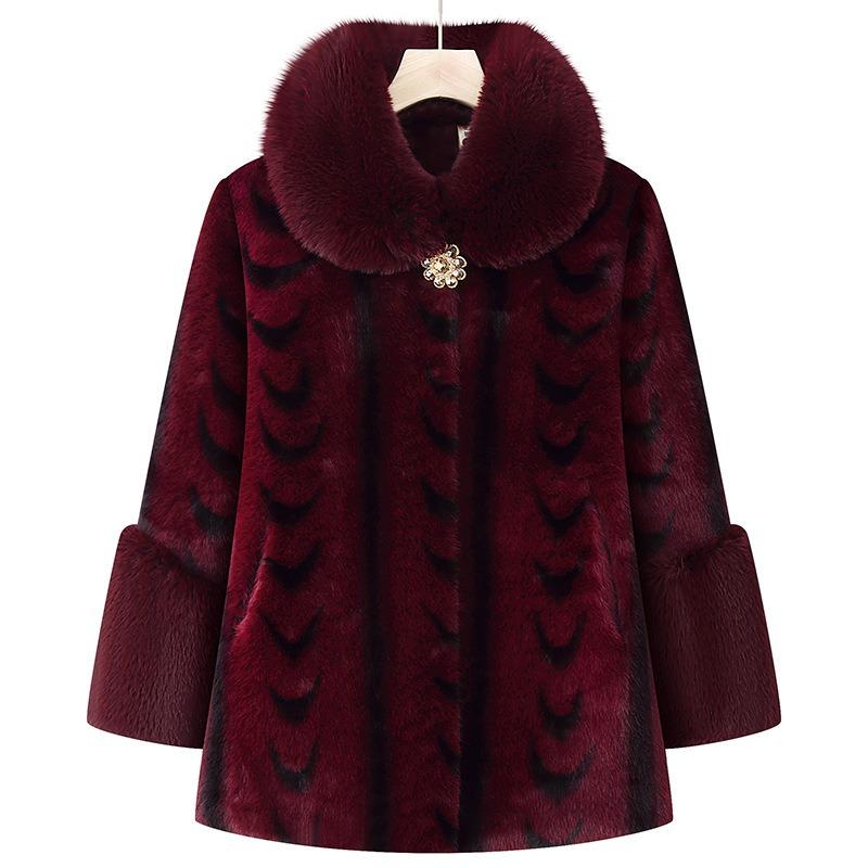 Wife Winter Mink Coat Fleece Thickened New Thermal Cotton Coat Old Coat Women
