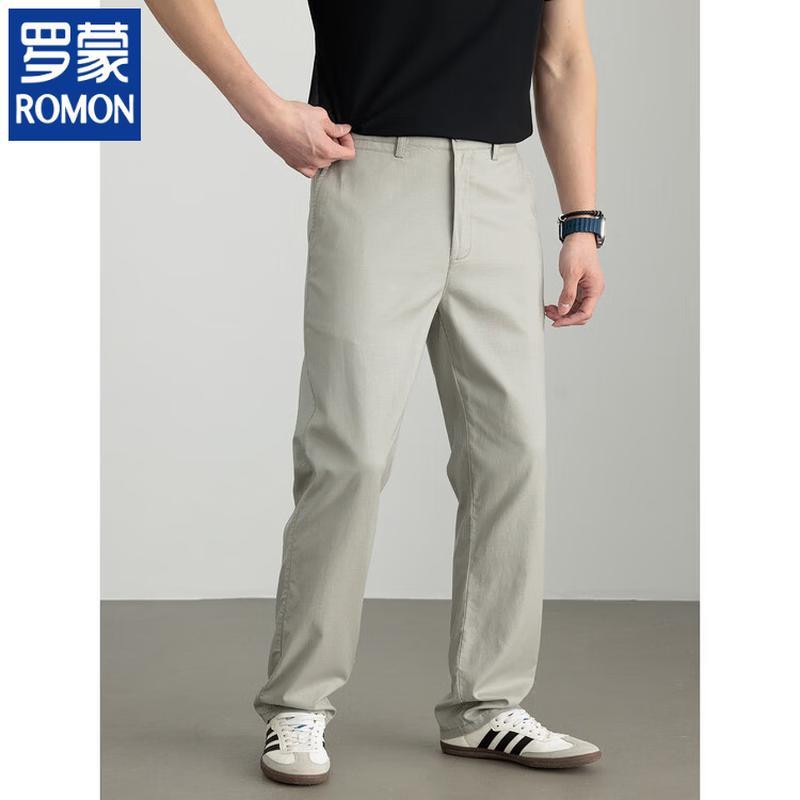 ROMON Men s Tencel-Linen Blend Straight Fit Casual Trousers 33