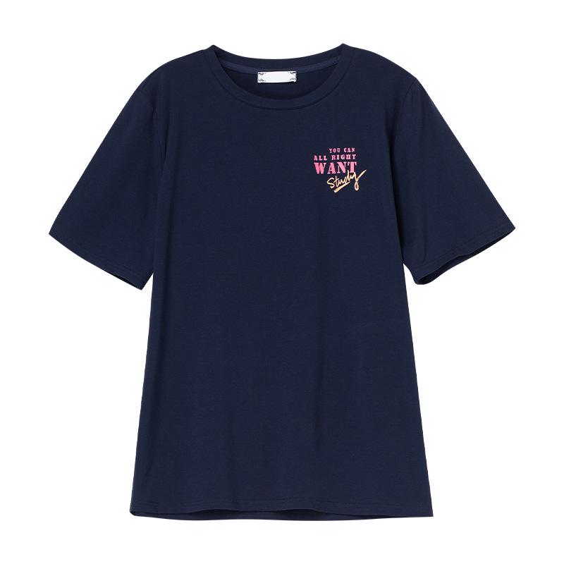 Women's Summer Plus Size Cotton T-Shirt - Loose Fit, Tummy Control, Half-Sleeve