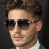 Steampunk Oversized Rimless Pilot Sunglasses Men  Luxury Brand Trendy Oval Metal Punk Sun Glasses Retro Outdoor Shades UV400