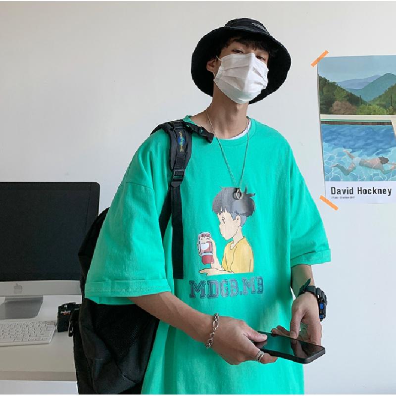 Pánská trička s krátkým rukávem dopis s grafickým potiskem trička s polovičním rukávem muži oblečení ležérní tričko pánské korejské ležérní retro topy s kulatým výstřihem