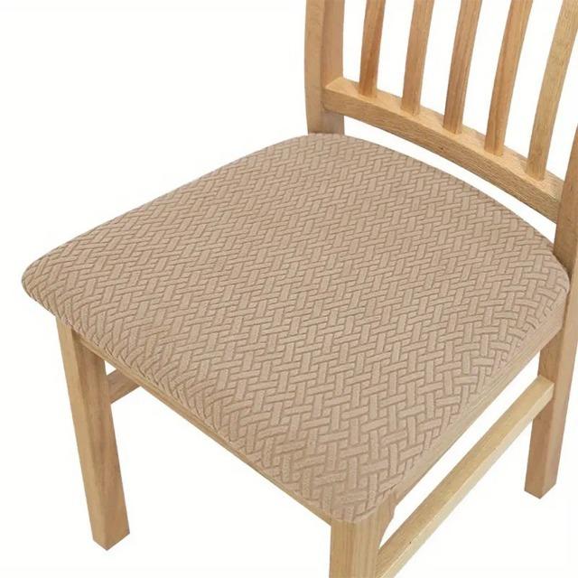 Jacquard Chair Cover Dining Room Plain Stretch Chair Seat Slipcover Removable Spandex Seat Cushion Cover Kitchen Restaurant Home