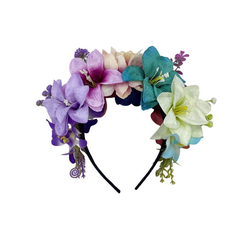 Künstlicher Blumenkranz, zweireihiges Stoff-Orchideen-Stirnband, Sommer-Touristen-Kopfschmuck