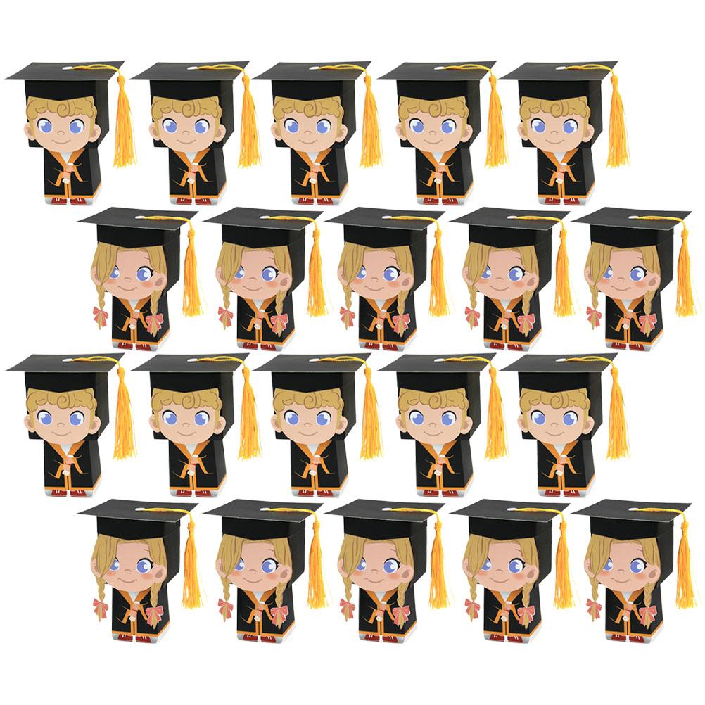 20 Pcs Graduation Candy Box Party Favor Containers Boxes Paper Case for Banquet Cases Small Gift Cap Candies