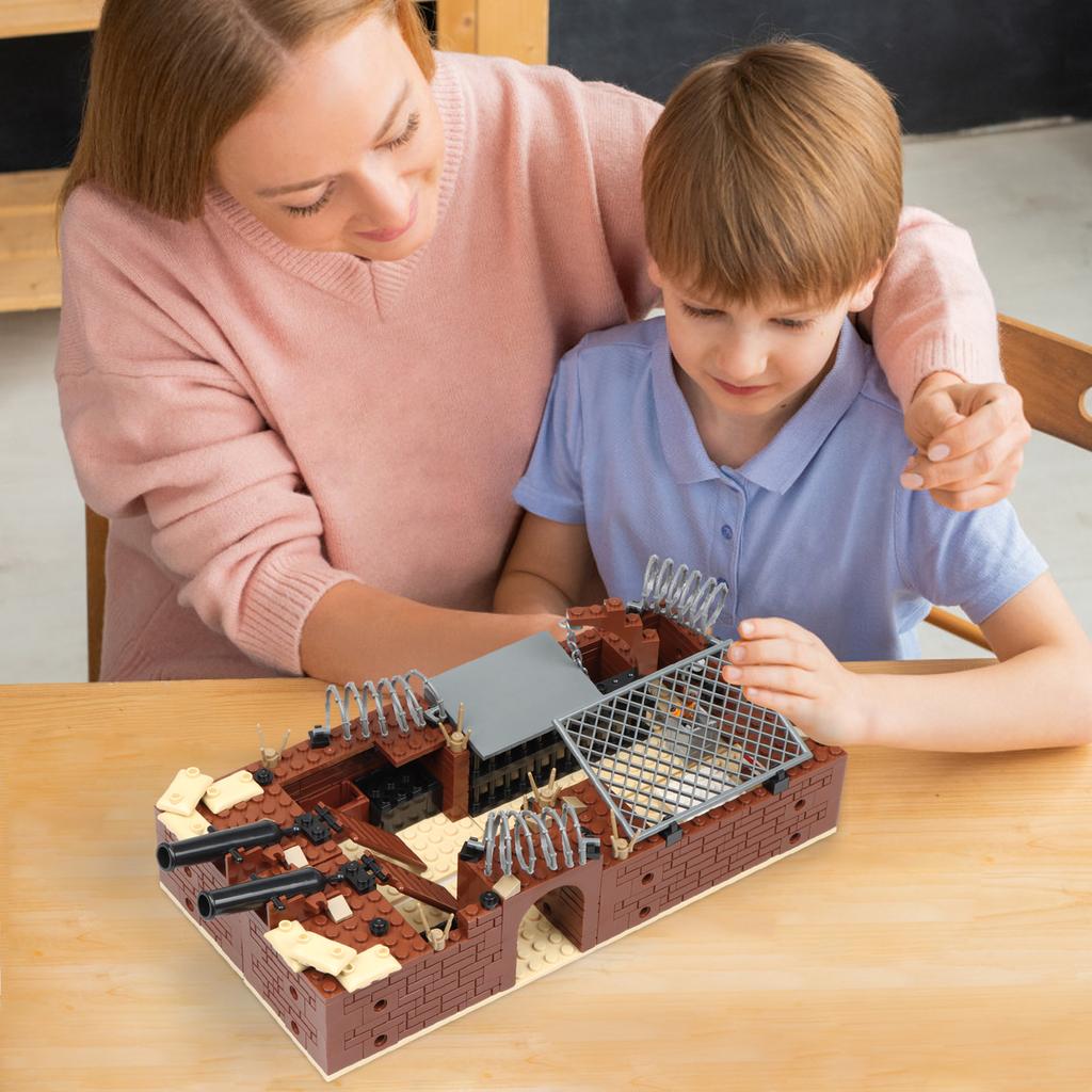 A  4 In 1 Military Bunker Trench Building Block Sets Military Base Assembled Models Boys Toys Simulate Games