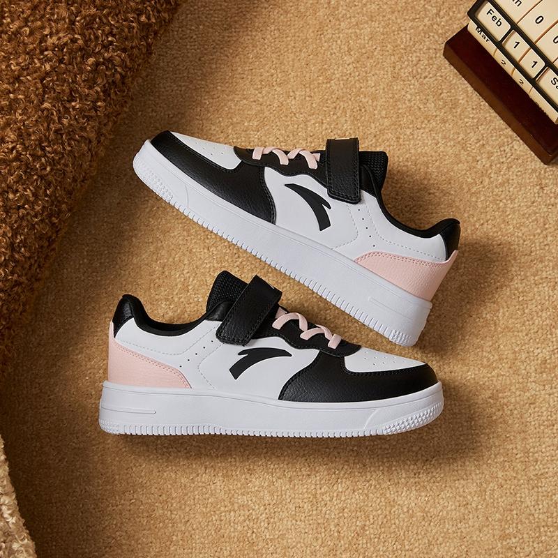 Anta Fashionable Comfortable Wear-Resistant Lightweight Shock-Absorbing Non-Slip Low-Top Kids Skate Shoes Kids sneaker White Black Pink A22448088-1