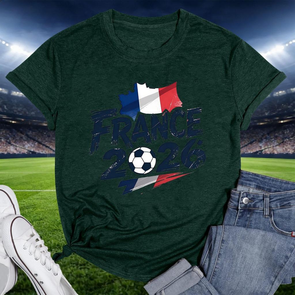 France 2026 Soccer Fan T-Shirt Crew Neck Short Sleeve Pullover Unisex Casual Tee Football Graphic Top for Supporters