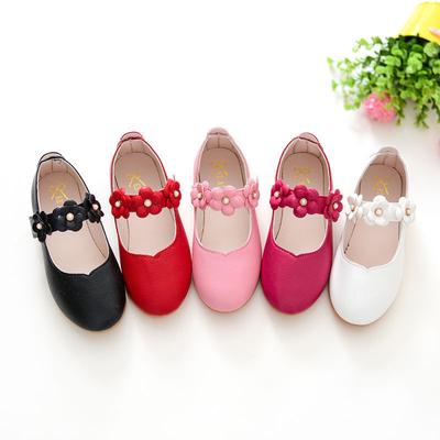 Girls Floral Shoes Kids Leather Flats for Wedding Party with Flowers Candy Color Fashion Princess Sweet Dancing Shoes Anti-skid