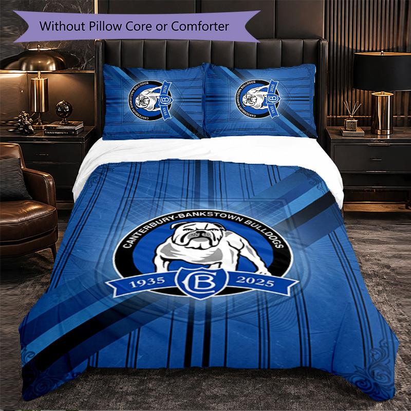 Canterbury-Bankstown Bulldogs Fantasia Microfibra Set Biancheria da Letto 3 Pezzi Decorazione Copripiumino Set Per Camera da Letto Uso Domestico