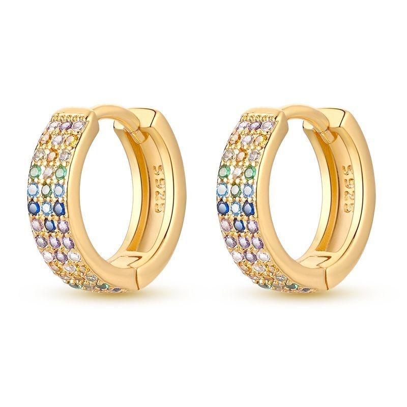 New 925 Silver Hoop Earrings Gold Silver for Women Pearl Zircon Round Simple Earrings Jewelry Women Birthday Gifts