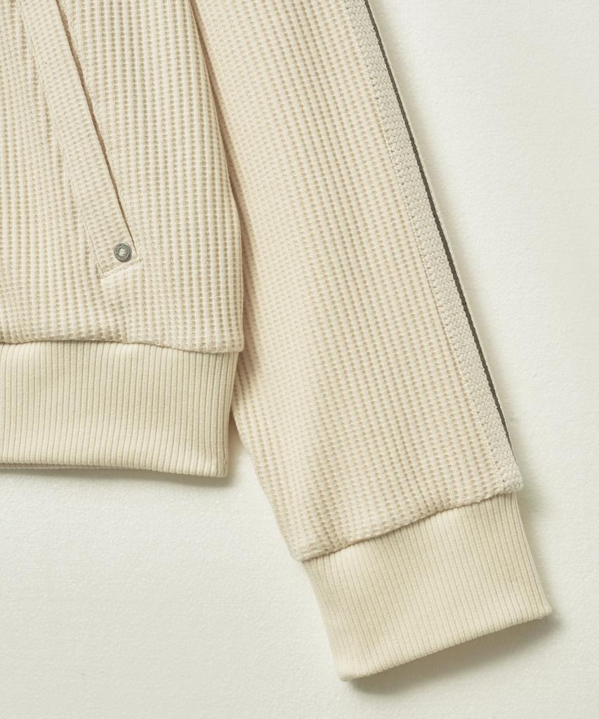 Satur Lawton Waffle Collar Track Zip-Up Jacket Cream