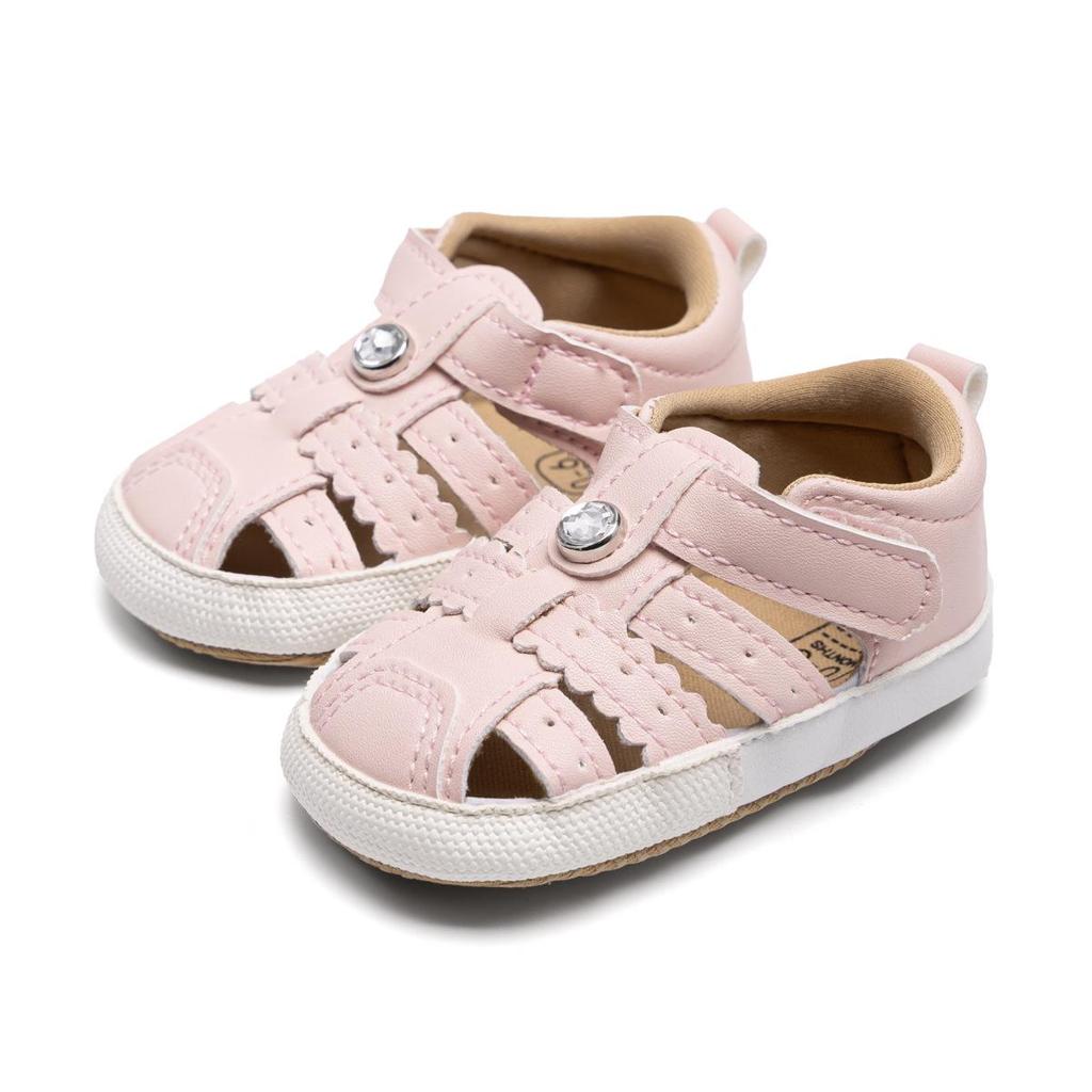 Infant Girls' Non-Slip Closed Toe Sandals (0-1 Year) with Soft Sole & Velcro