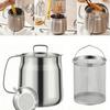 304 Stainless Steel Deep Fryer Pot 68oz with Basket amp; Strainer 2L Oil Filter Container for Bacon Grease Storage Dishwasher Safe Small Fryer Pot